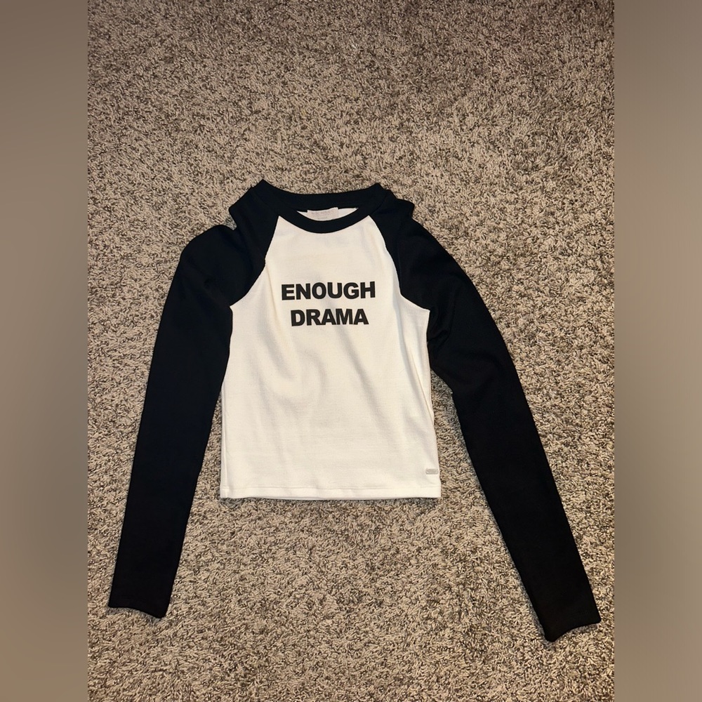 PULL AND BEAR long sleeve logo t-shirt in black